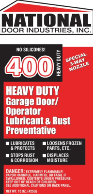 400 HD Garage Door Lubricant Label